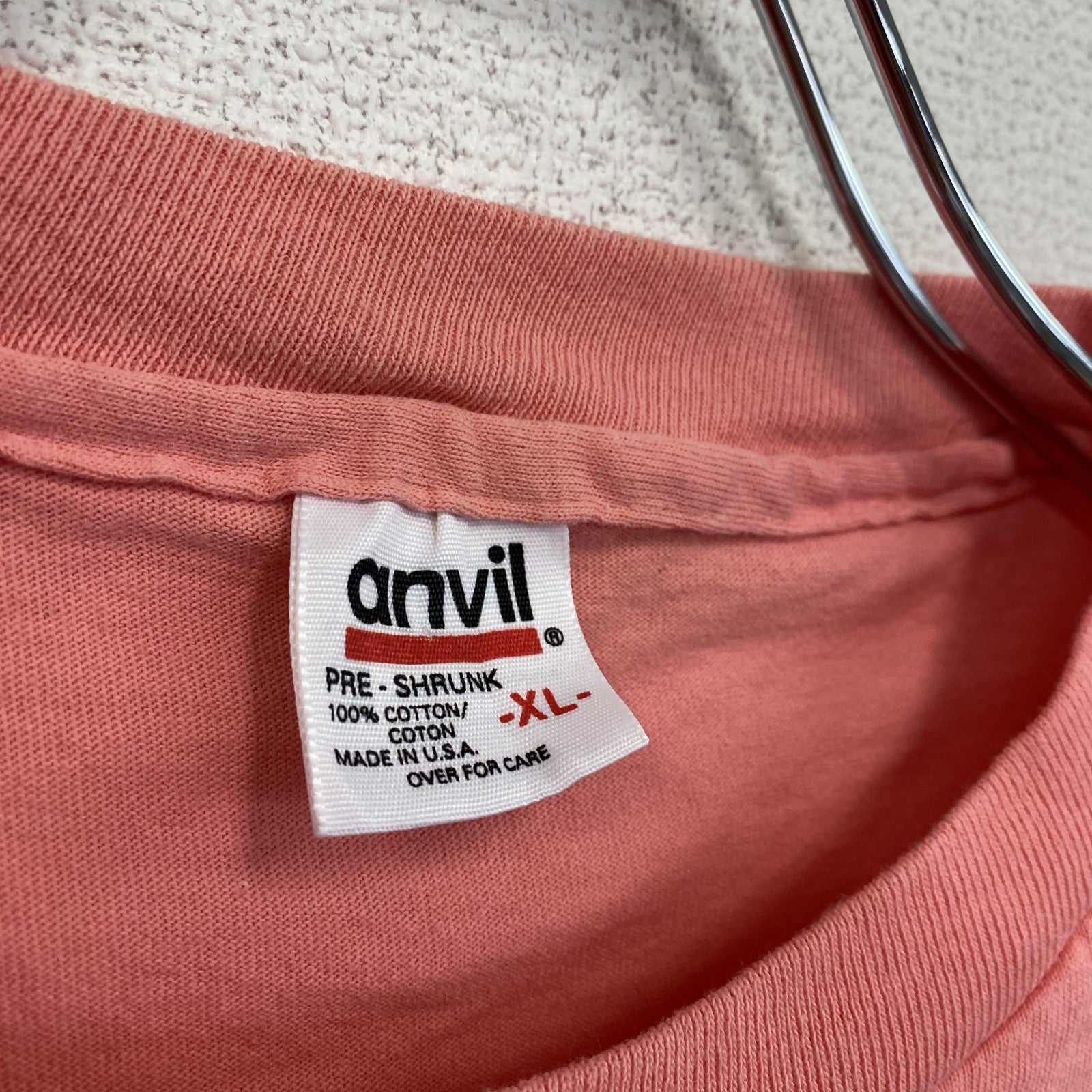 90s　anvil アンヴィル　半袖プリントTシャツ　シングルステッチ　ピンク　XLサイズ