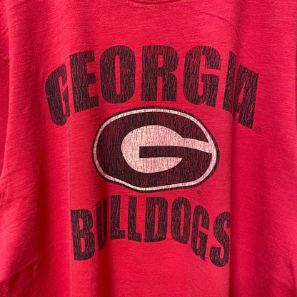 古着 used　GEORGIA BULLDOGS 　アメフト　半袖オフィシャルプリントTシャツ　赤　スポーツ　レトロ　Lサイズ
