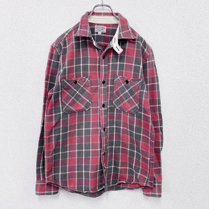 EDWIN　エドウィン　OVER WORKS FACTORY　長袖チェック柄ネルシャツ　レッド　40サイズ