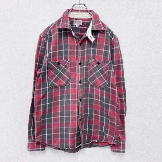 EDWIN　エドウィン　OVER WORKS FACTORY　長袖チェック柄ネルシャツ　レッド　40サイズ
