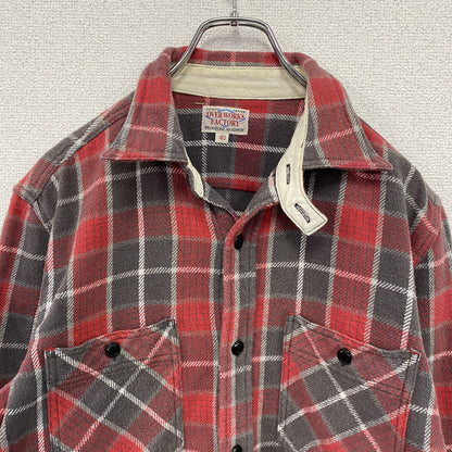 EDWIN　エドウィン　OVER WORKS FACTORY　長袖チェック柄ネルシャツ　レッド　40サイズ