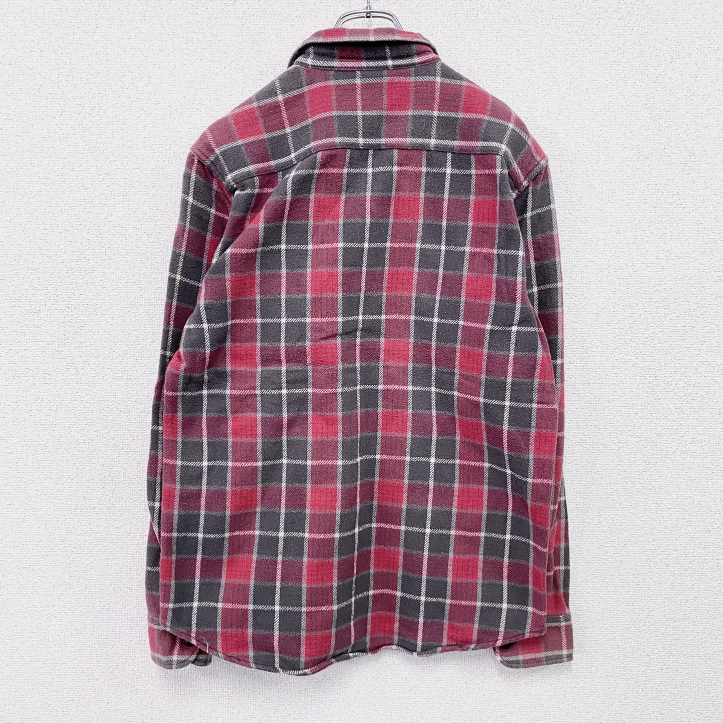 EDWIN　エドウィン　OVER WORKS FACTORY　長袖チェック柄ネルシャツ　レッド　40サイズ