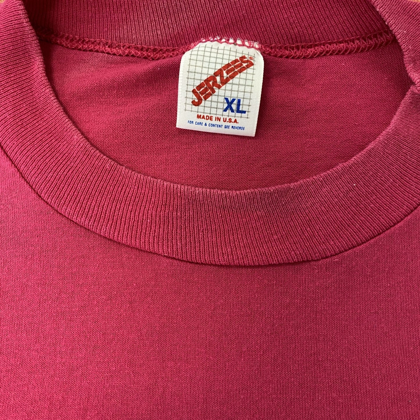 80s～　JERZEES　ジャージーズ　半袖プリントTシャツ　ヴィンテージ　シングルステッチ　ピンク　XLサイズ