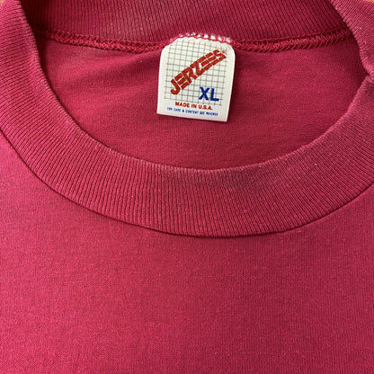 80s～　JERZEES　ジャージーズ　半袖プリントTシャツ　ヴィンテージ　シングルステッチ　ピンク　XLサイズ