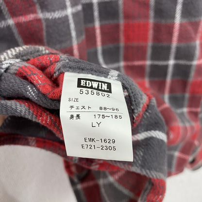 EDWIN　エドウィン　OVER WORKS FACTORY　長袖チェック柄ネルシャツ　レッド　40サイズ