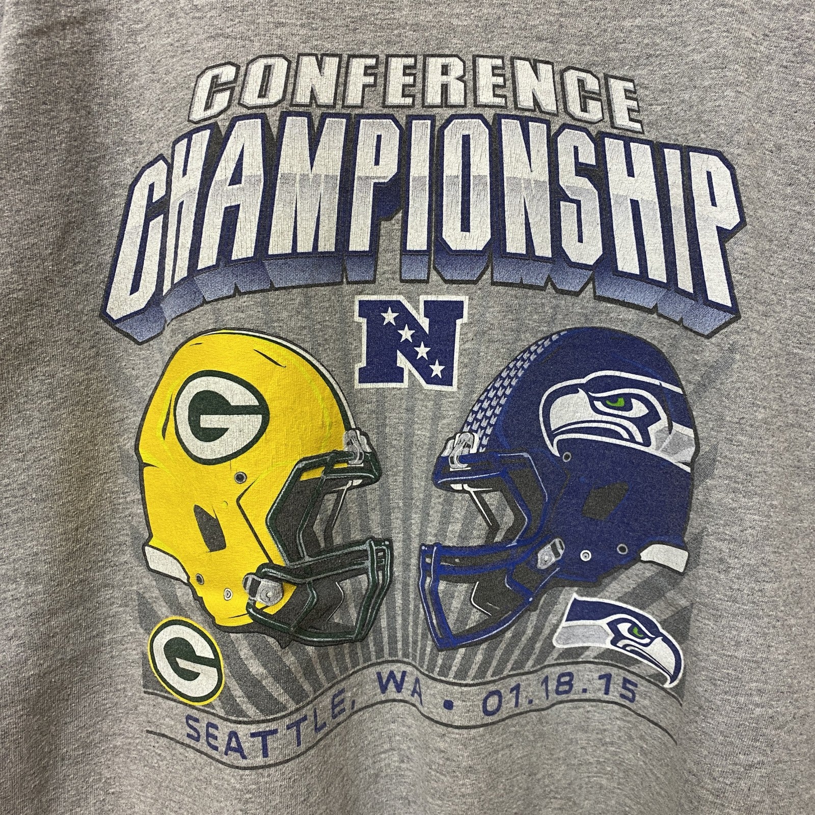 古着 used　NFL　CONFERENCE CHAMPIONSHIP　アメフト　半袖プリントTシャツ　グレー　レトロ　XLサイズ