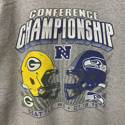 古着 used　NFL　CONFERENCE CHAMPIONSHIP　アメフト　半袖プリントTシャツ　グレー　レトロ　XLサイズ