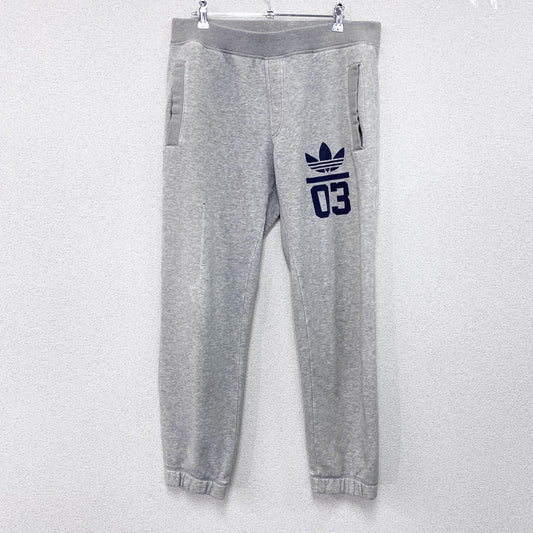 adidas　アディダス　スウェットパンツ　イージーパンツ　デカロゴ　トレフォイルロゴ　灰色　グレー　