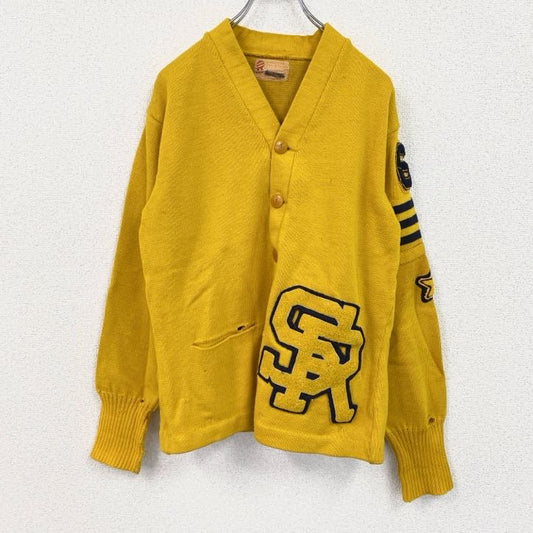 ～60s　LETTERMAN’S　レタードニットカーディガン　ヴィンテージ　黄色　イエロー　マスタード