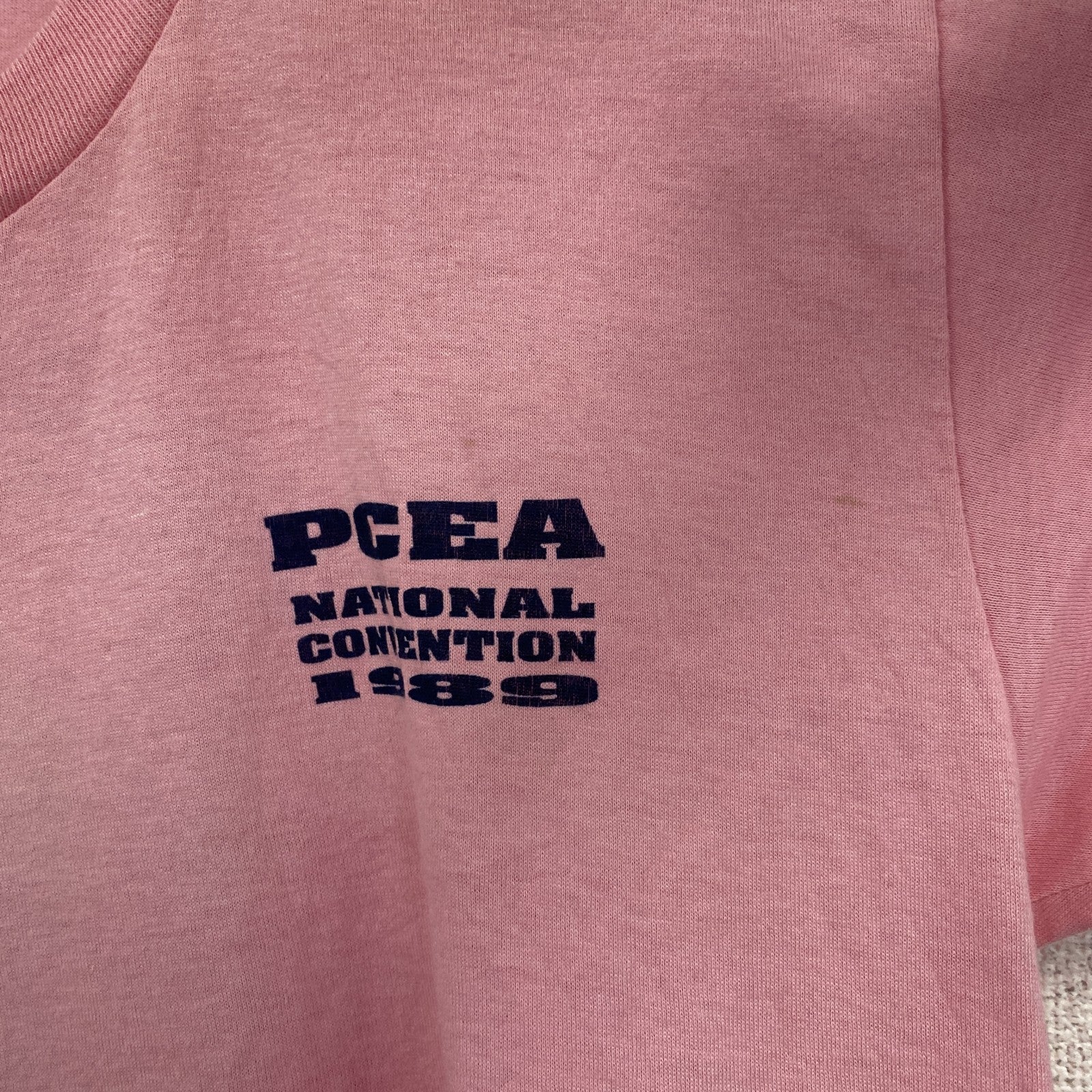 80s～　JERZEES　ジャージーズ　半袖プリントTシャツ　シングルステッチ　ピンク　XLサイズ