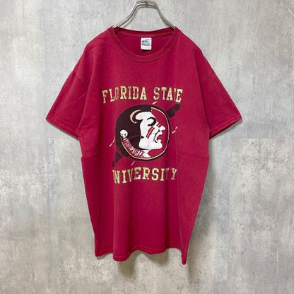 古着 used　GILDAN ギルダン　フロリダ州立大学　半袖カレッジプリントTシャツ　赤　レトロデザイン　Lサイズ
