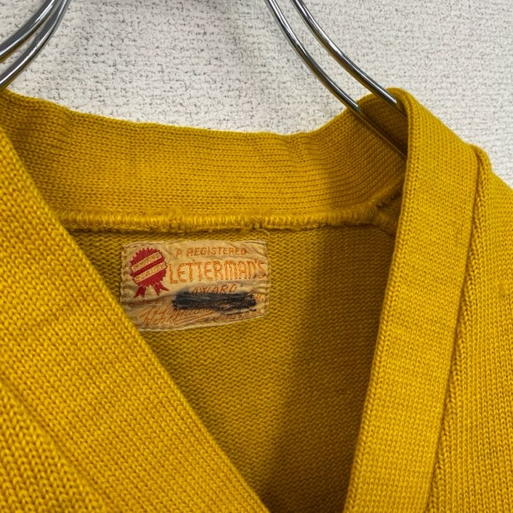 ～60s　LETTERMAN’S　レタードニットカーディガン　ヴィンテージ　黄色　イエロー　マスタード
