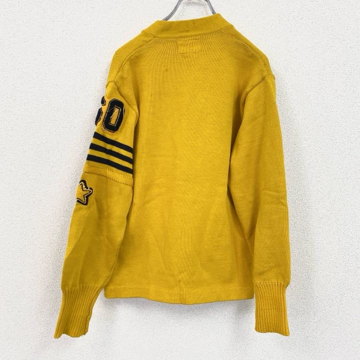 ～60s　LETTERMAN’S　レタードニットカーディガン　ヴィンテージ　黄色　イエロー　マスタード