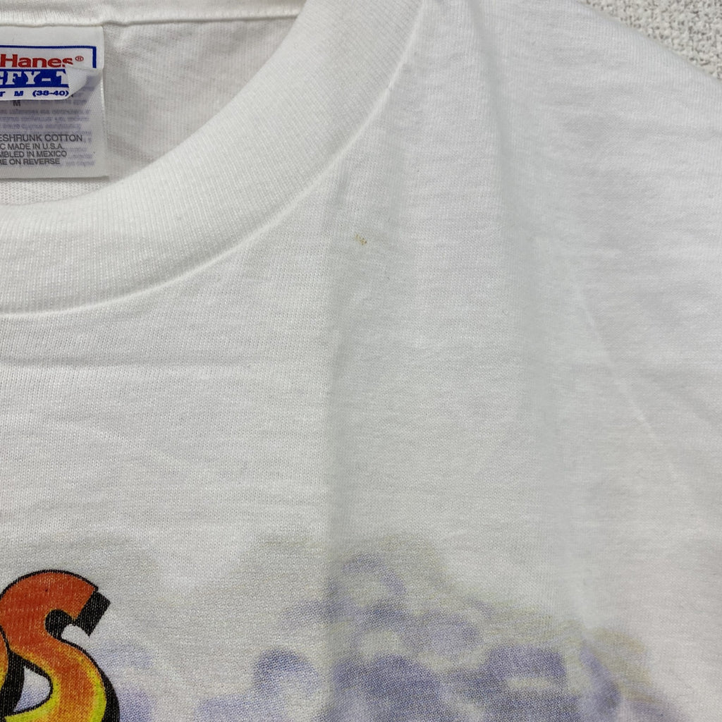 90s　Hanes　ヘインズ　半袖プリントイラストTシャツ　ロサンゼルス　シングルステッチ　ヴィンテージ　白　ホワイト　Mサイズ