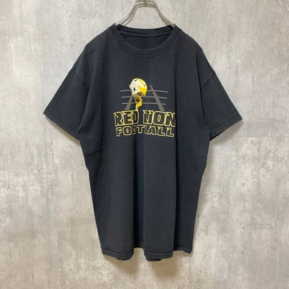 古着 used　RED LION FOOTBALL　アメフト　半袖プリントTシャツ　スポーツ　黒　ブラック　レトロ