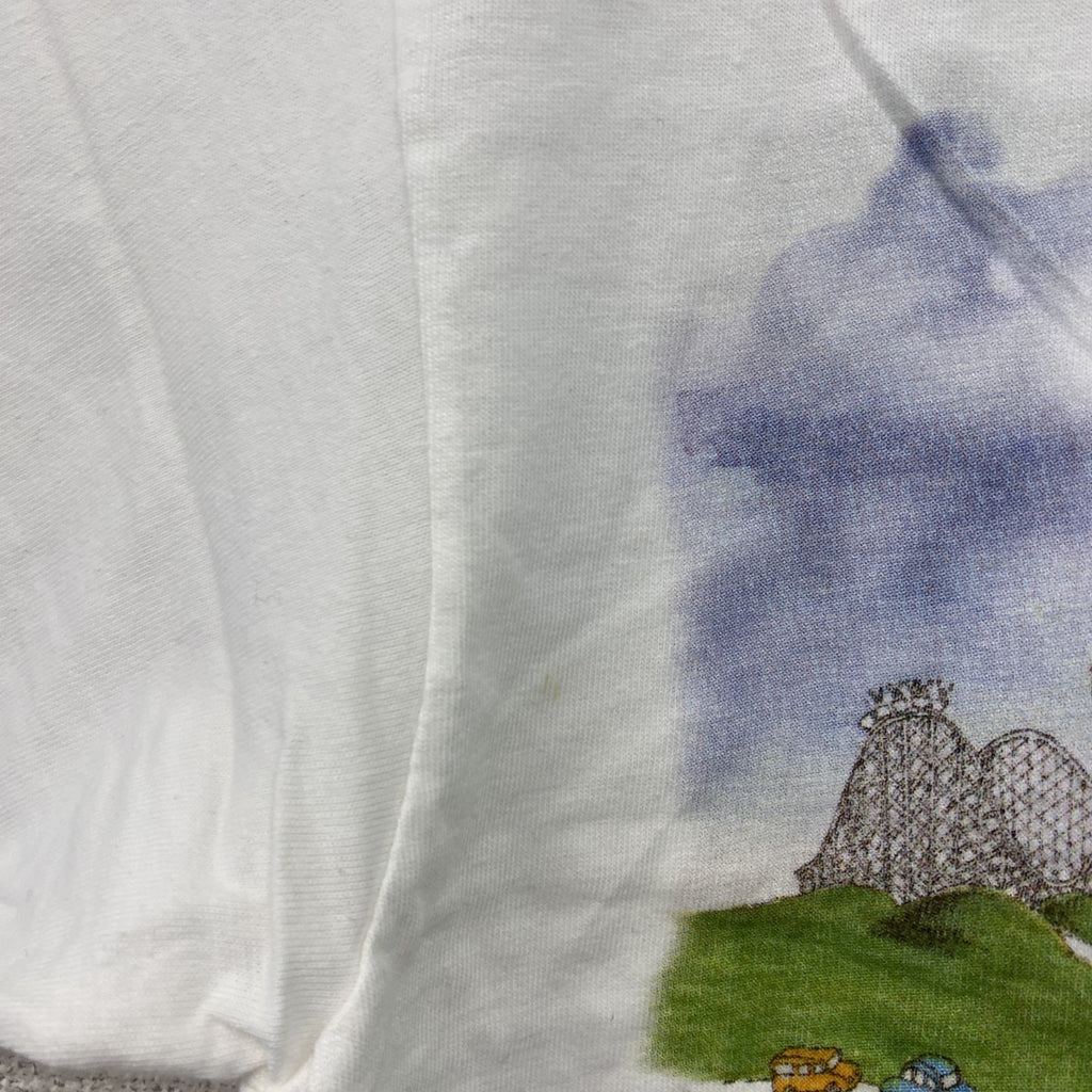 90s　Hanes　ヘインズ　半袖プリントイラストTシャツ　ロサンゼルス　シングルステッチ　ヴィンテージ　白　ホワイト　Mサイズ