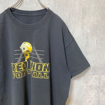古着 used　RED LION FOOTBALL　アメフト　半袖プリントTシャツ　スポーツ　黒　ブラック　レトロ