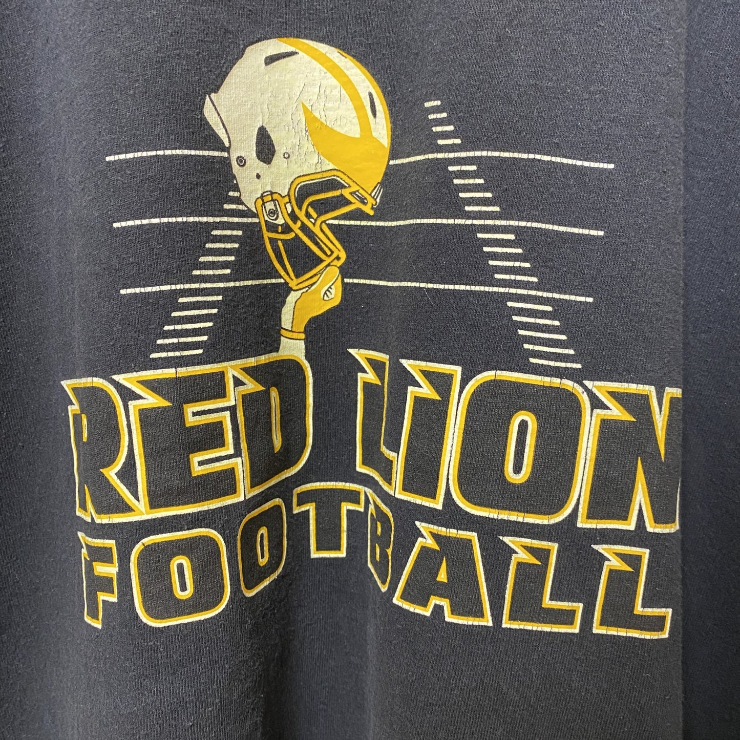 古着 used　RED LION FOOTBALL　アメフト　半袖プリントTシャツ　スポーツ　黒　ブラック　レトロ