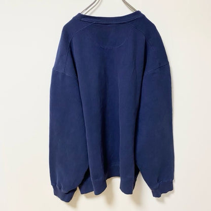 古着 used STARTER スターター　長袖ワンポイントロゴ刺繡スウェット　トレーナー　オーバーサイズ　ネイビー　2XLサイズ