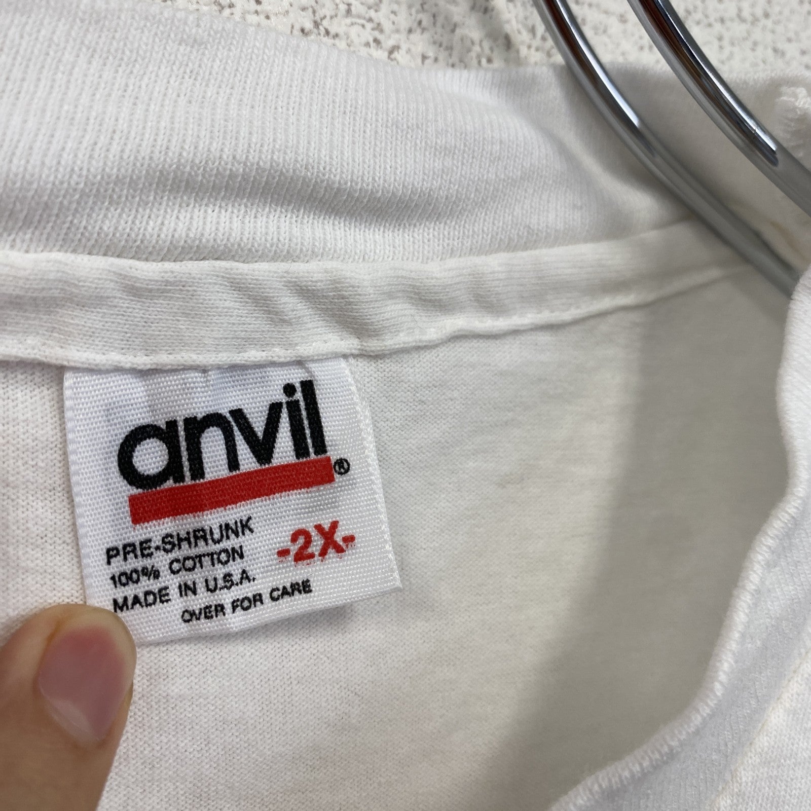 90s　anvil アンヴィル　半袖プリントTシャツ　シングルステッチ　白　ホワイト　2XLサイズ