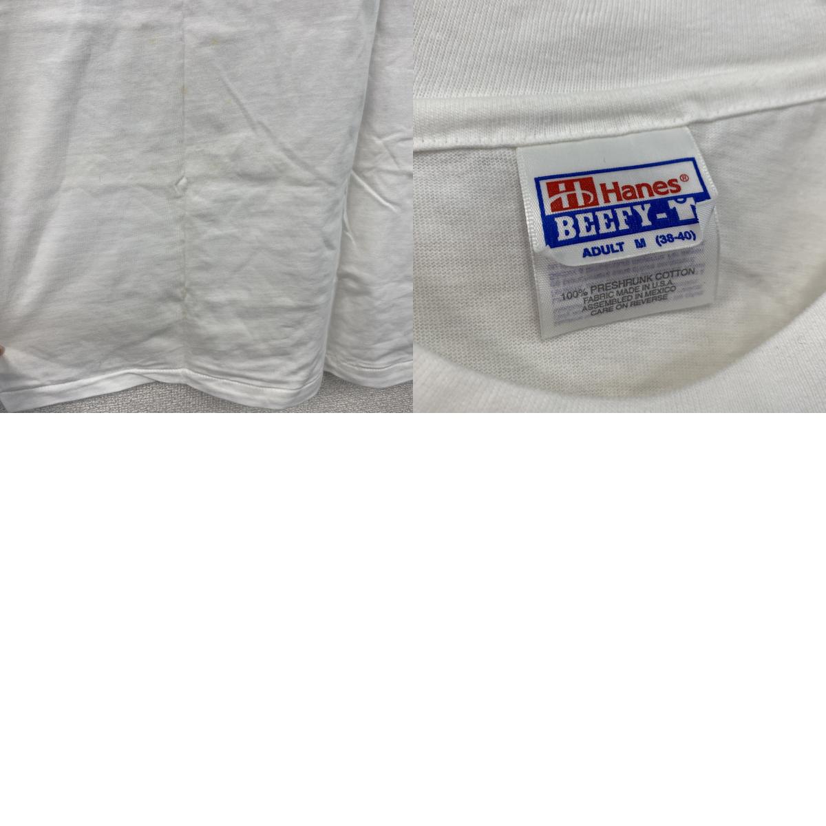 90s　Hanes　ヘインズ　半袖プリントイラストTシャツ　ロサンゼルス　シングルステッチ　ヴィンテージ　白　ホワイト　Mサイズ