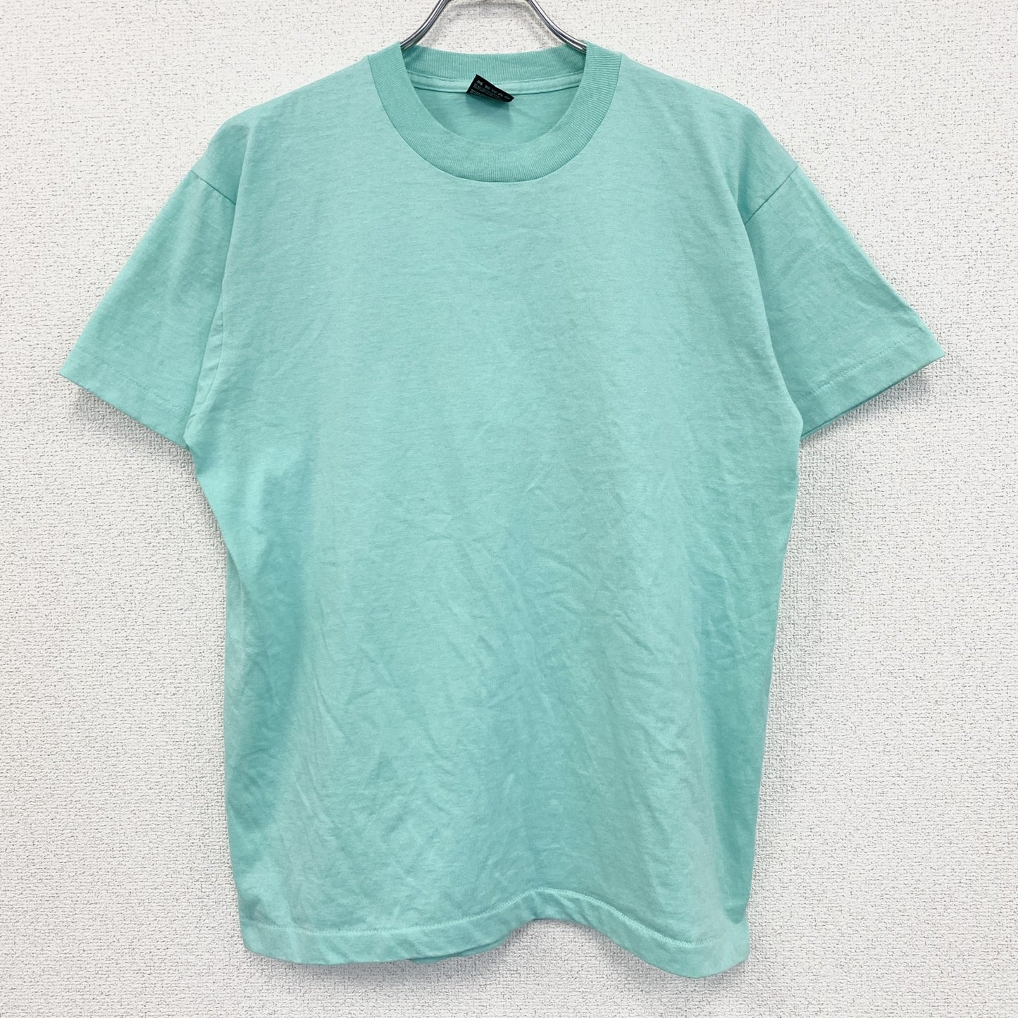 80s～　FRUIT OF THE LOOM　フルーツオブザルーム　半袖プリントTシャツ　ミントグリーン　Lサイズ