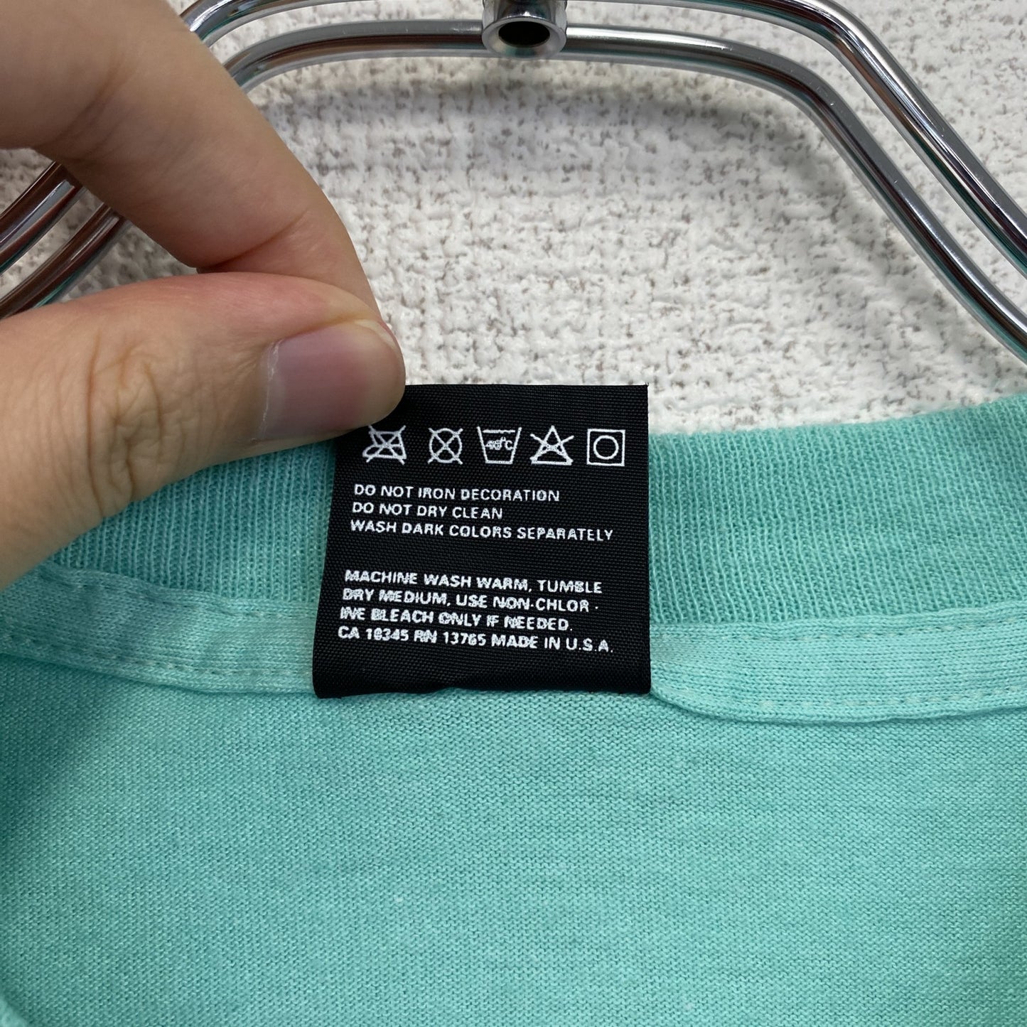 80s～　FRUIT OF THE LOOM　フルーツオブザルーム　半袖プリントTシャツ　ミントグリーン　Lサイズ