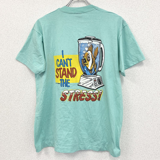 80s～　FRUIT OF THE LOOM　フルーツオブザルーム　半袖プリントTシャツ　ミントグリーン　Lサイズ