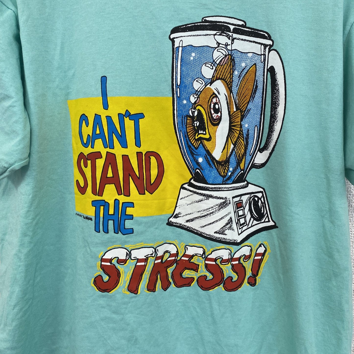 80s～　FRUIT OF THE LOOM　フルーツオブザルーム　半袖プリントTシャツ　ミントグリーン　Lサイズ