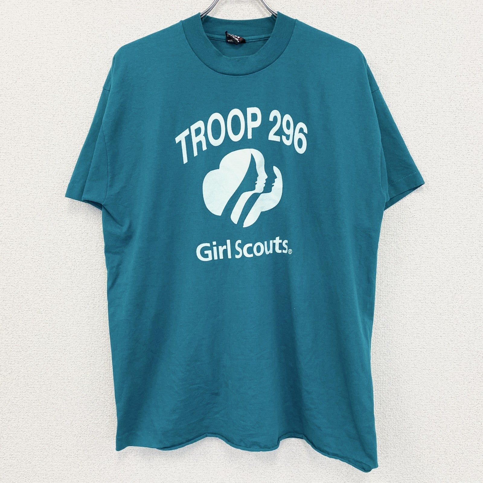 90s　FRUIT OF THE LOOM　フルーツオブザ ルーム　半袖プリントTシャツ　ミントグリーン　Lサイズ