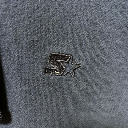 古着 used　STARTER スターター　長袖ワンポイントロゴ刺繍パーカー　フーディー　ノームコア　シンプル　ネイビー　Lサイズ