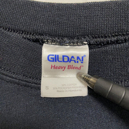 古着 used　GILDAN　ギルダン　長袖プリントスウェット　クルーネックトレーナー　ソフトボール　黒　レトロデザイン　Sサイズ