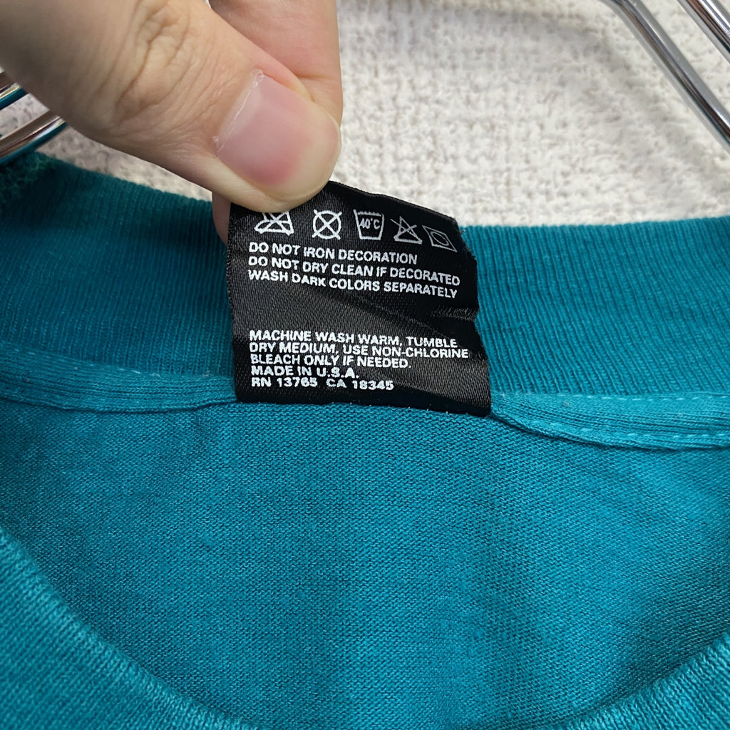 90s　FRUIT OF THE LOOM　フルーツオブザ ルーム　半袖プリントTシャツ　ミントグリーン　Lサイズ