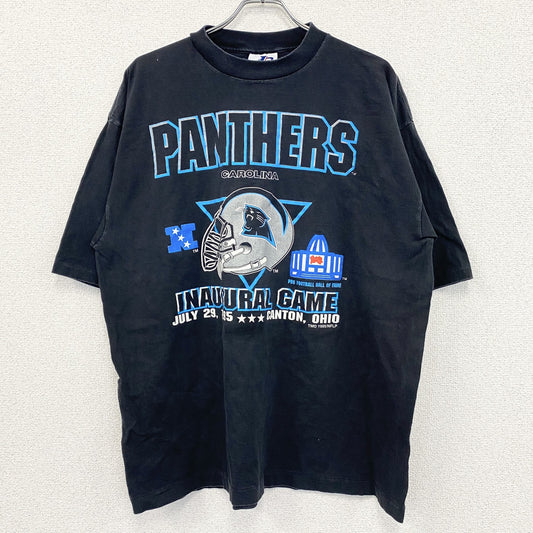90s　LOGO ATHLETIC　NFL　半袖プリントTシャツ　シングルステッチ　黒　ブラック　XLサイズ