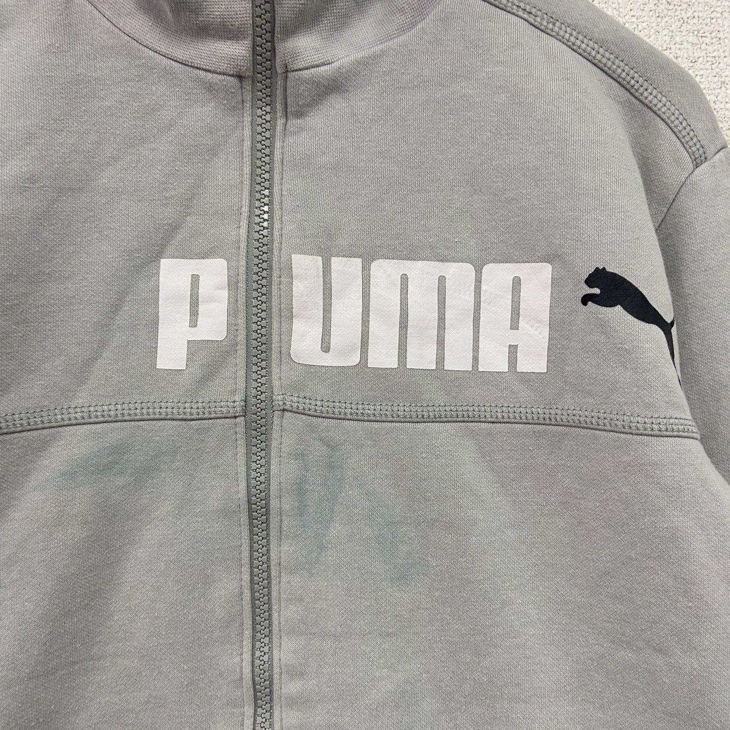 PUMA　プーマ　トラックジャケット/ジャージ　デカロゴ　裏ボア　灰色　グレー　Sサイズ