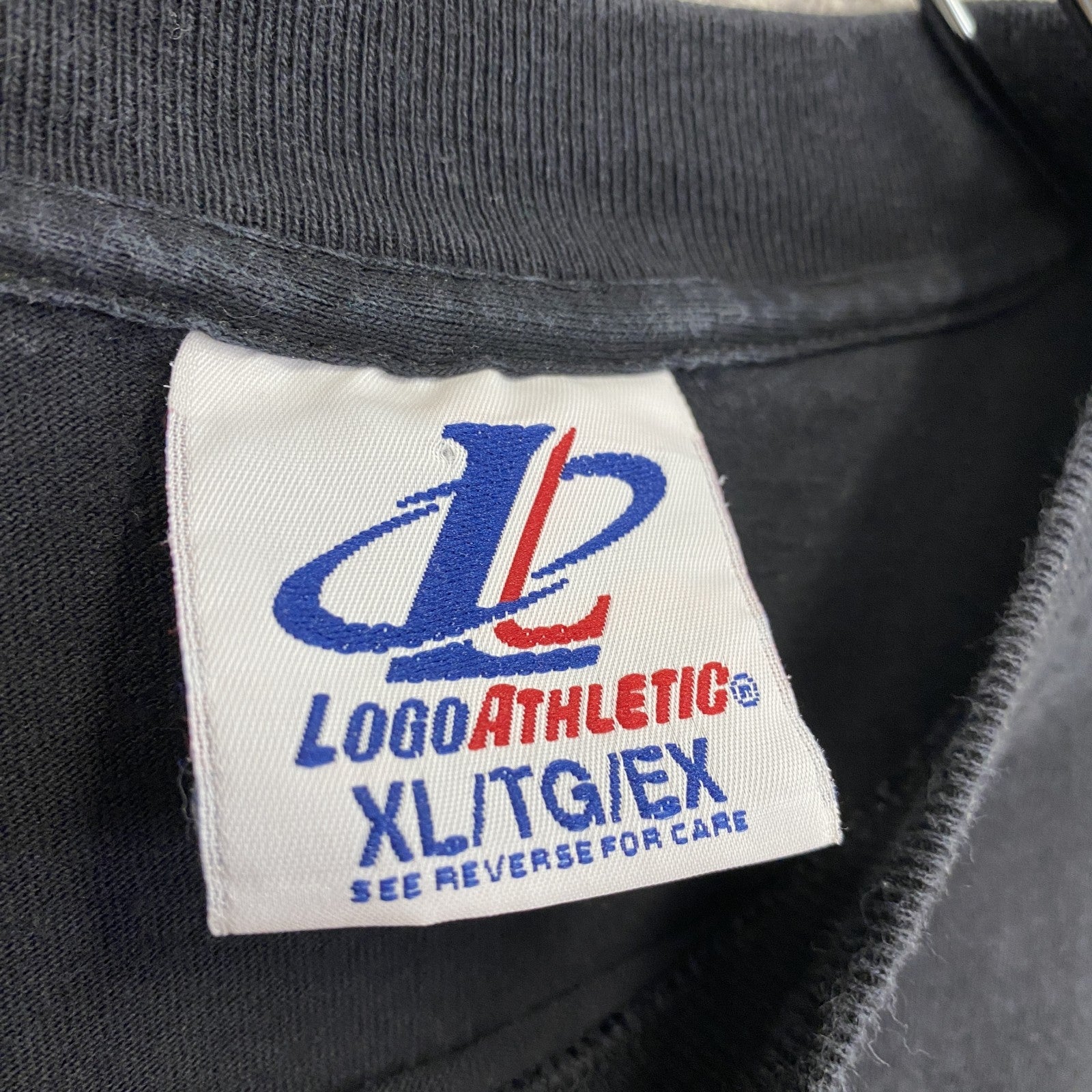 90s　LOGO ATHLETIC　NFL　半袖プリントTシャツ　シングルステッチ　黒　ブラック　XLサイズ