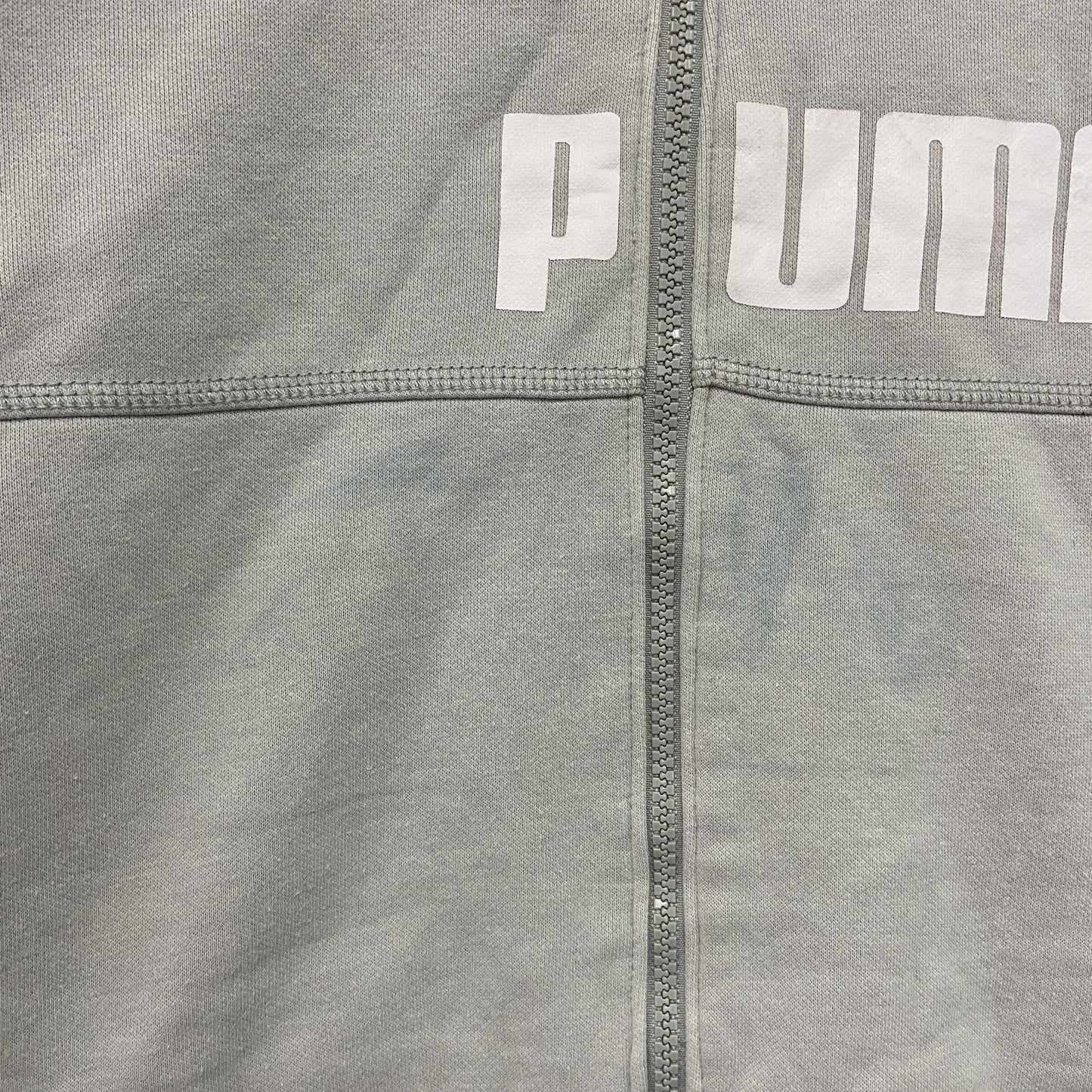 PUMA　プーマ　トラックジャケット/ジャージ　デカロゴ　裏ボア　灰色　グレー　Sサイズ