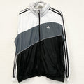 adidas　アディダス　フルジップナイロンジャケット　フーディ　白　黒　グレー　Lサイズ