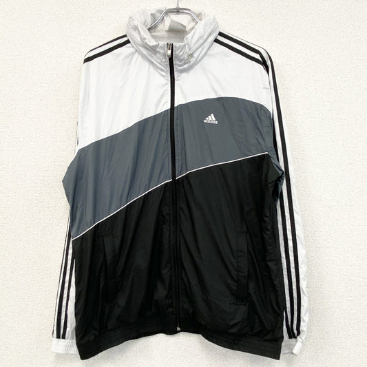 adidas　アディダス　フルジップナイロンジャケット　フーディ　白　黒　グレー　Lサイズ