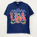 90s　Hanes　ヘインズ　半袖プリントTシャツ　ヴィンテージ　シングルステッチ　紺　ネイビー　Lサイズ