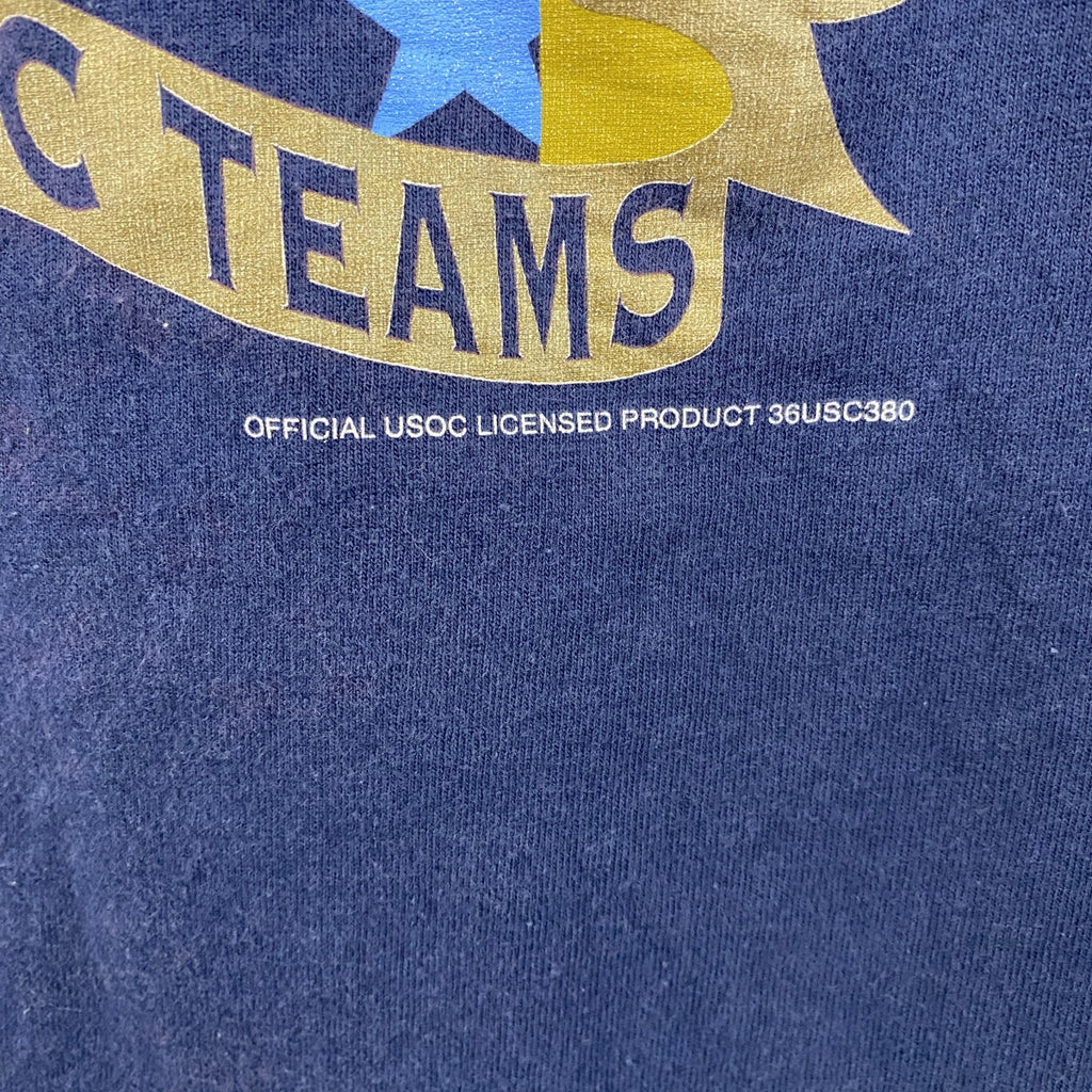90s　Hanes　ヘインズ　半袖プリントTシャツ　ヴィンテージ　シングルステッチ　紺　ネイビー　Lサイズ