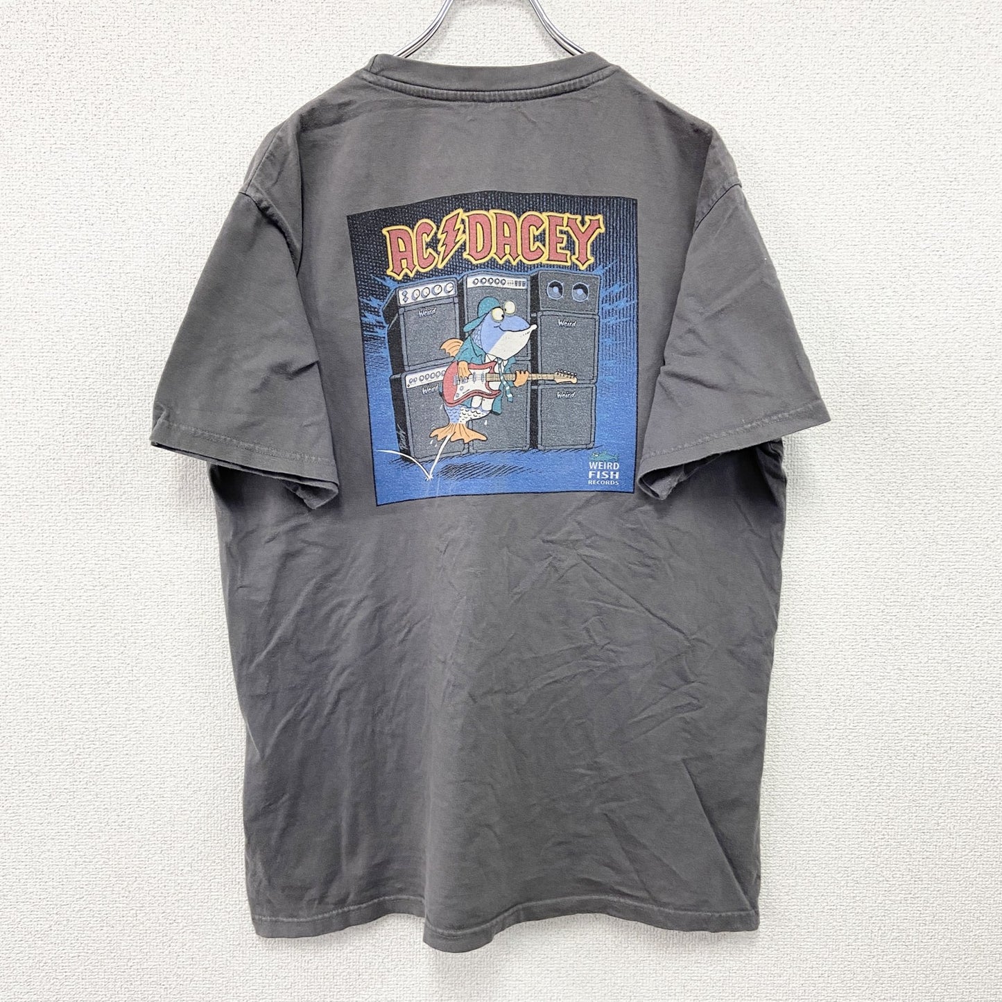 Weird Fish　半袖プリントTシャツ　パロディT　AC DACEY　灰色　グレー　XLサイズ