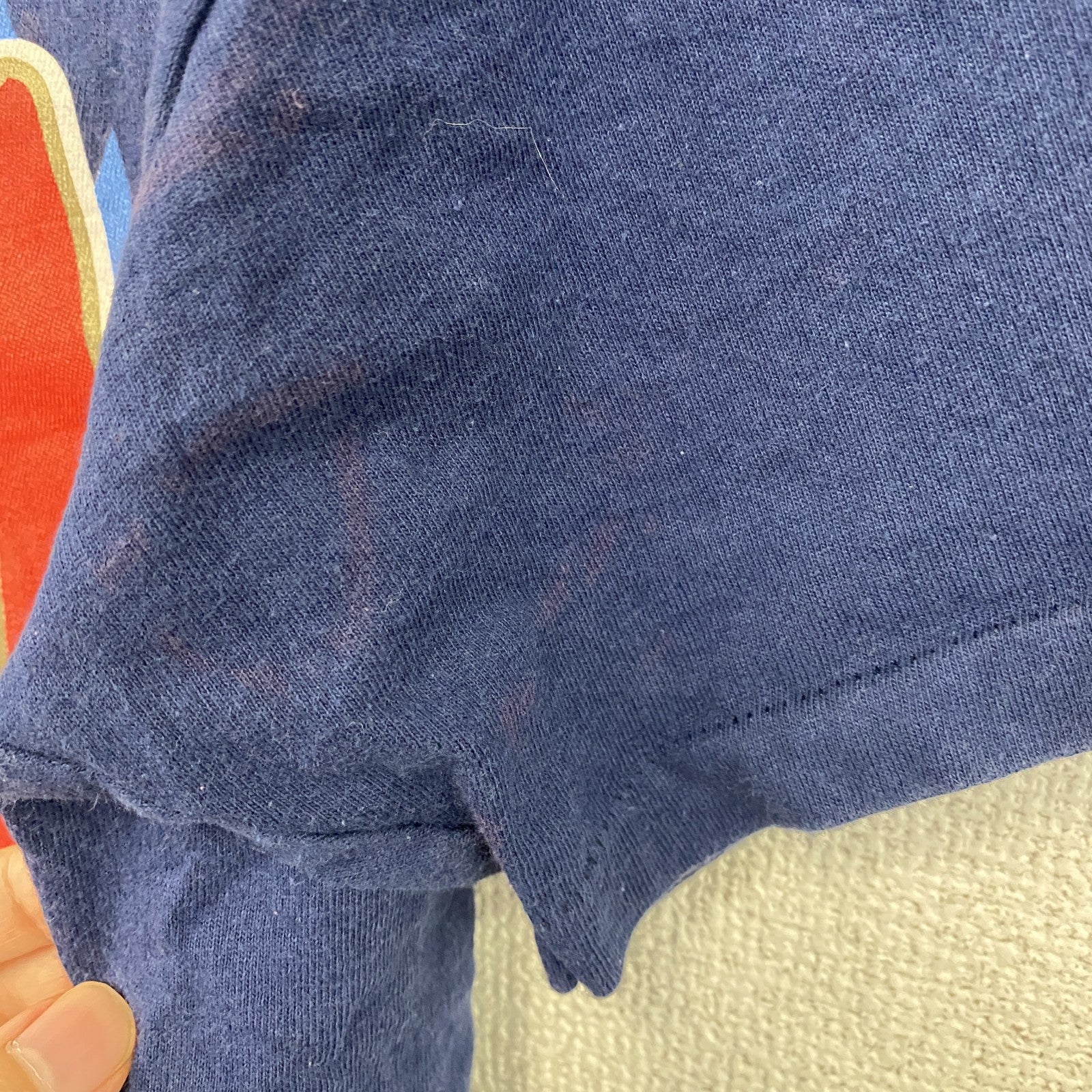 90s　Hanes　ヘインズ　半袖プリントTシャツ　ヴィンテージ　シングルステッチ　紺　ネイビー　Lサイズ