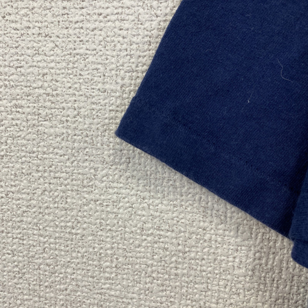 90s　Hanes　ヘインズ　半袖プリントTシャツ　ヴィンテージ　シングルステッチ　紺　ネイビー　Lサイズ