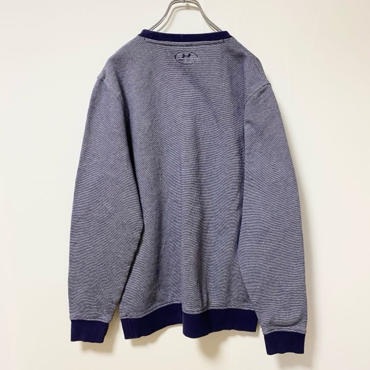 古着 used　UNDERARMOUR　アンダーアーマー　長袖ワンポイントロゴリンガースウェット　トレーナー　ネイビー　Lサイズ