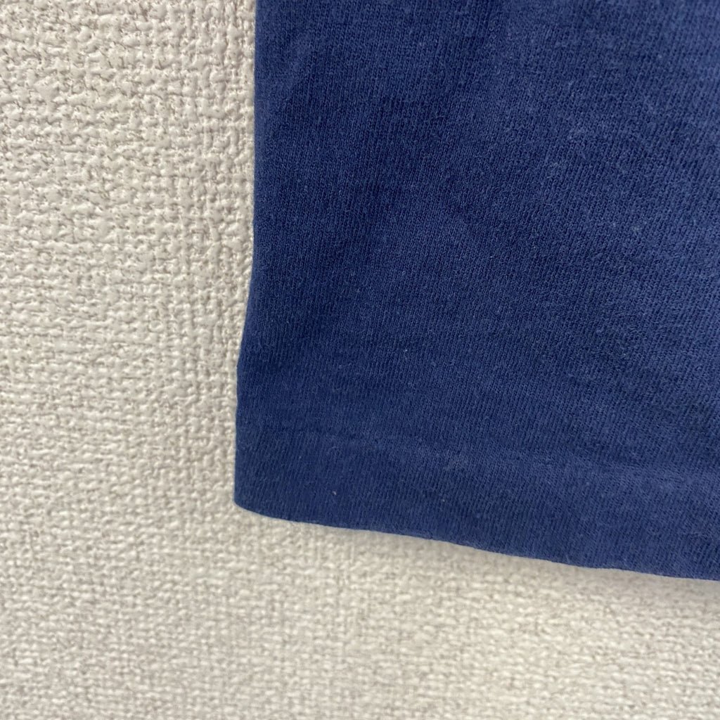 90s　Hanes　ヘインズ　半袖プリントTシャツ　ヴィンテージ　シングルステッチ　紺　ネイビー　Lサイズ