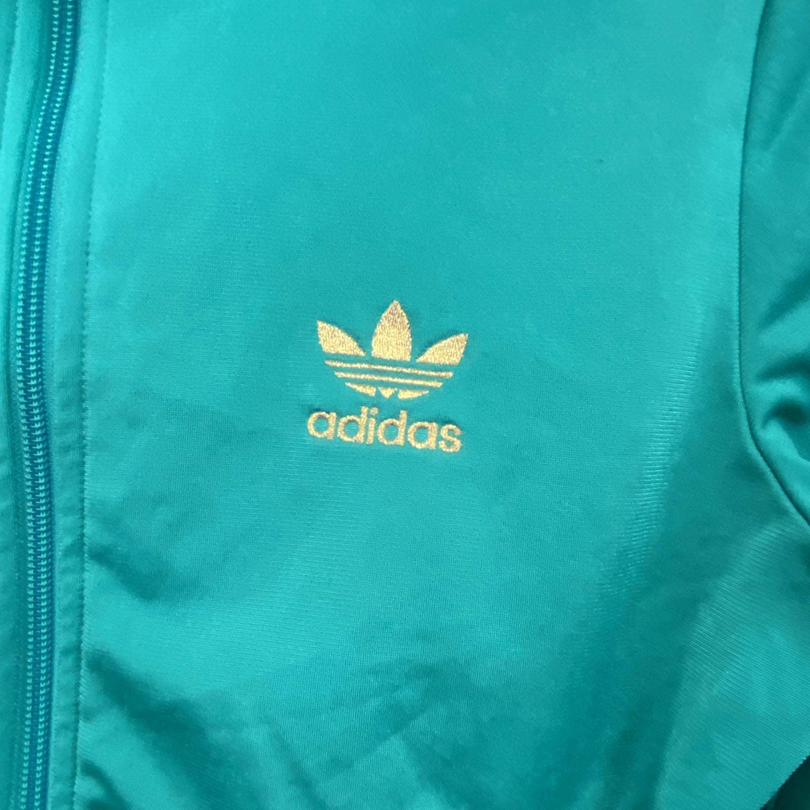 adidas　アディダス　フルジップトラックジャケット　ロゴプリント　緑　グリーン　36