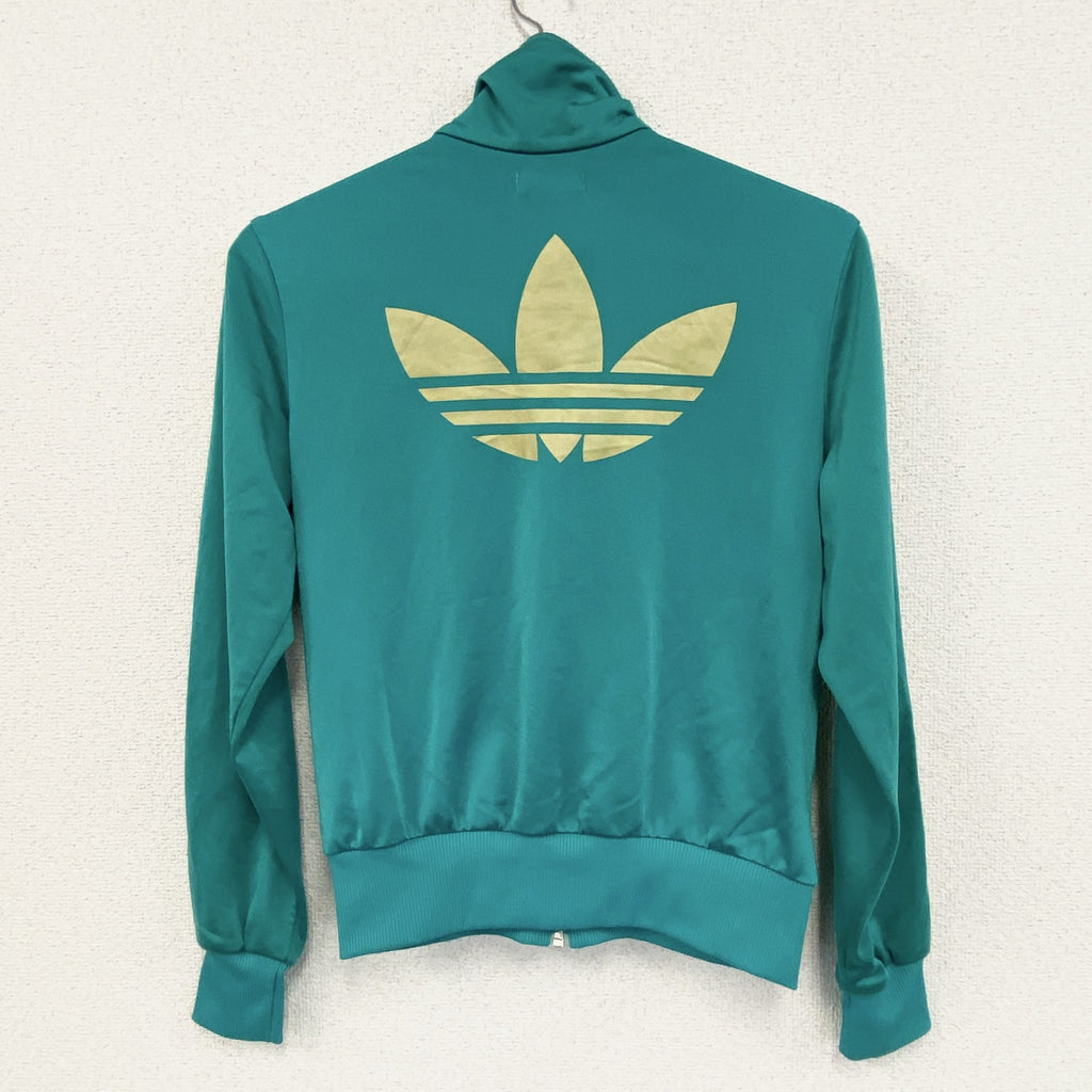 adidas　アディダス　フルジップトラックジャケット　ロゴプリント　緑　グリーン　36