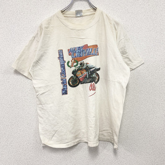90s～　Cosmos Blue　半袖プリントTシャツ　アレックスクリビ―レ　白　ホワイト　XLサイズ