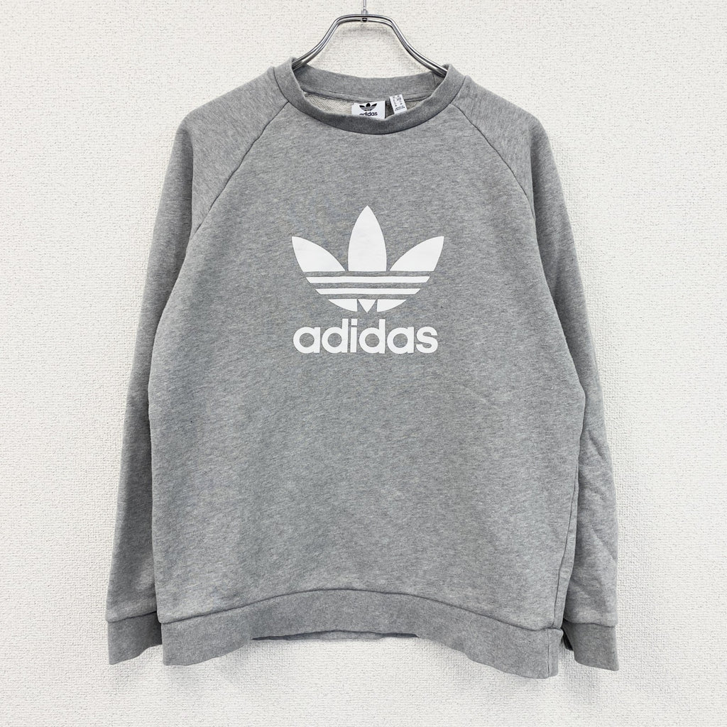adidas　アディダス　スウェット/トレーナー　ラグランスリーブ　トレフォイルロゴ　デカロゴ　グレー　Oサイズ